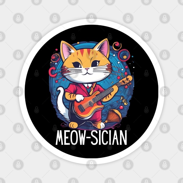 Funny Cat musician Meow-sician guitar musical Magnet by click2print